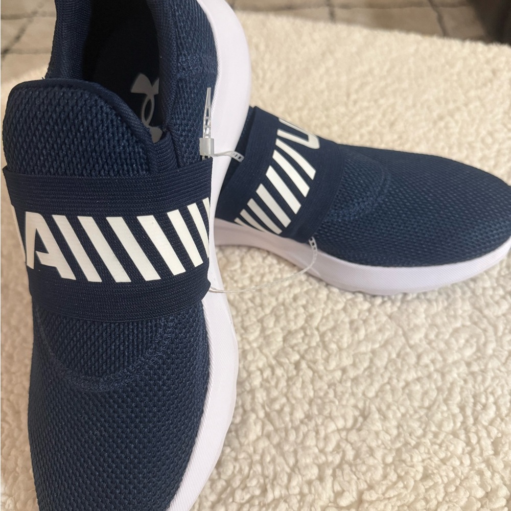 Under Armour Navy and White Slip-On Sneakers